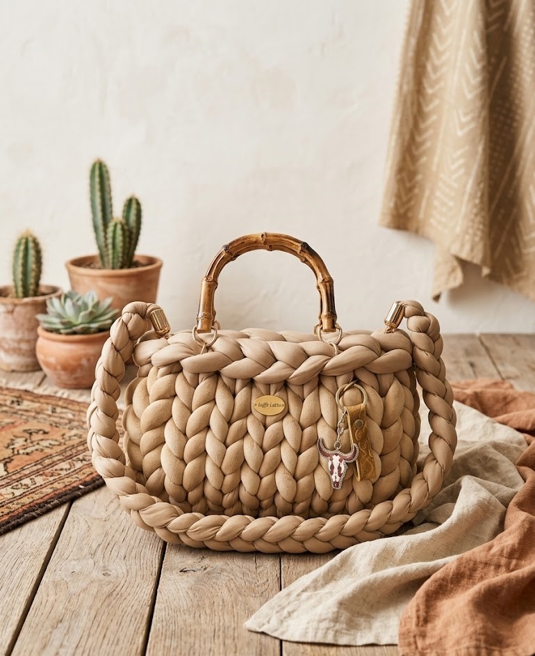 ##Le Canyon | Borsa artigianale di lusso | Kaffè Latte.##